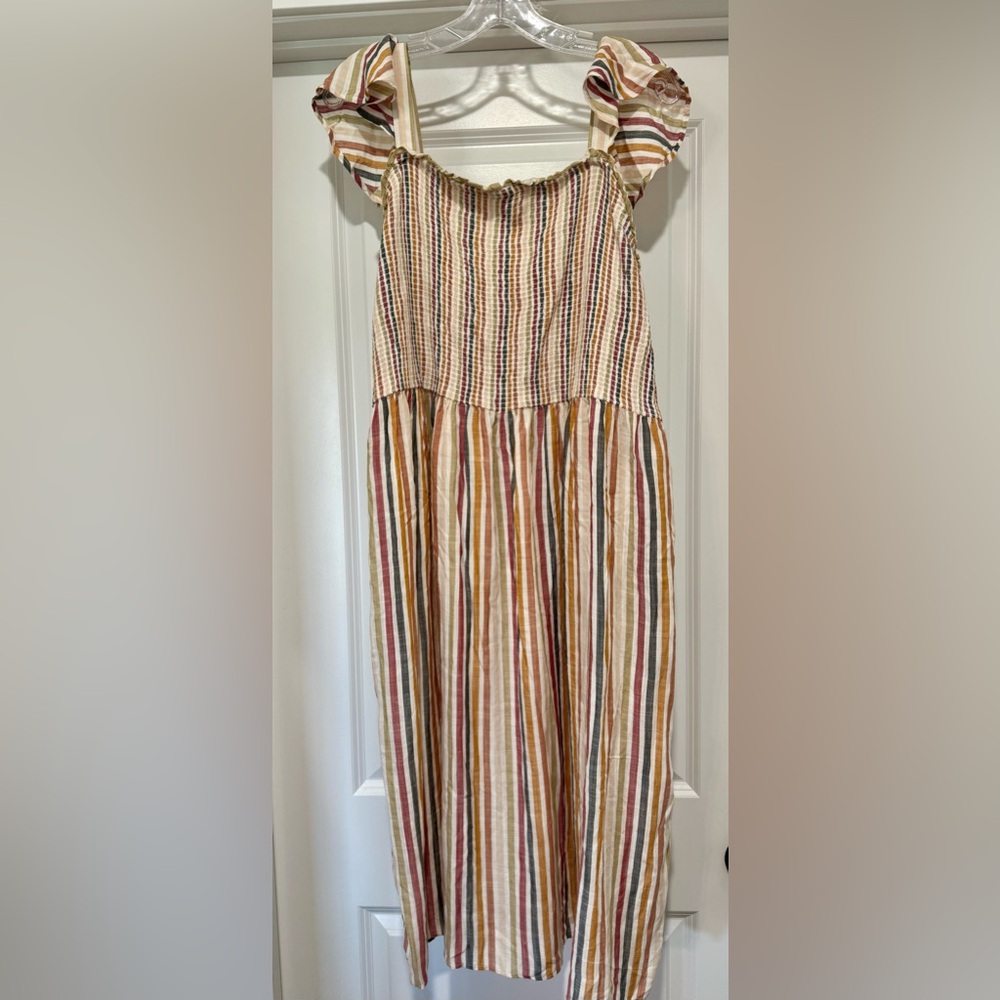 Sonoma Multicolor Striped Smocked Top Ruffle Sleeve Sundress Size‎ 1X